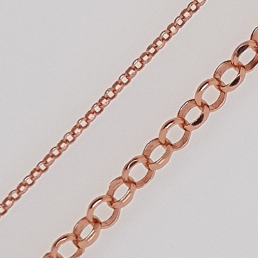 Silver Rolo Chain, faceted ( diamond cut ), rose