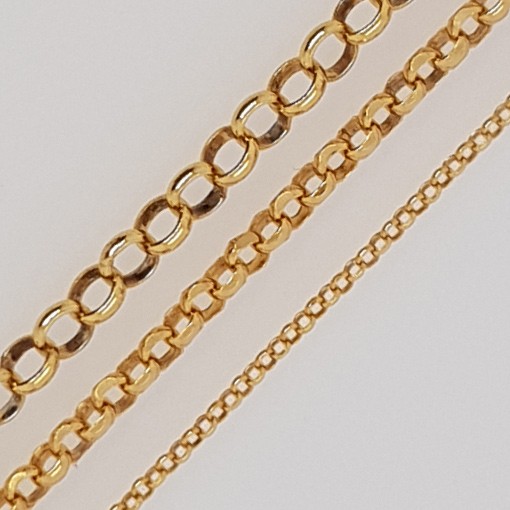 Silver Rolo Chain, faceted ( diamond cut ), gold