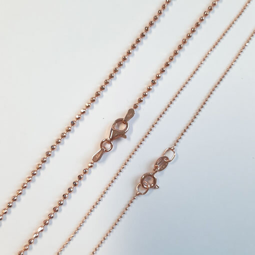 Silver ball Chain, faceted, rose