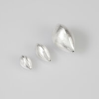 Olive, dreikant 15 x 8mm / 3 Stück / silber