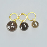 Smoky Quartz Pendant 8mm / 3 pieces / gold