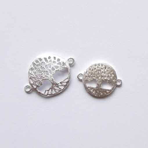 Silbermodul "Lebensbaum" 13mm / 3 Stück / silber