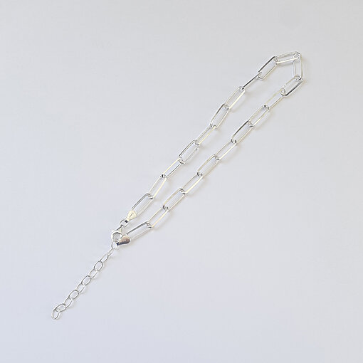 Papaerclip Anklet 26+5cm / 1 piece / silver