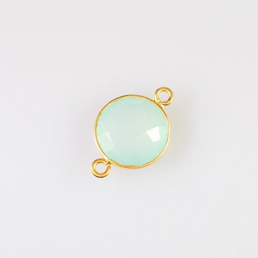 Aqua Calcedon 13mm / 3 Stück / gold