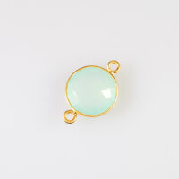 Aqua Calcedon 13mm / 3 Stück / gold