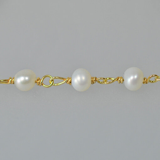 Silberkette mit Süsswasserperlen 2mm / 1cm / gold