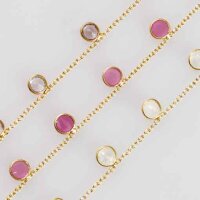 Silver Chain gold plated 5mm / 1cm / gold  / Topaz