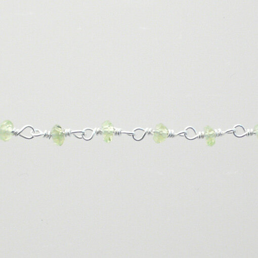 Silberkette mit Peridot 3mm / 1cm / silber