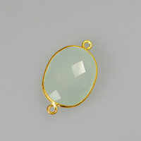 Aqua Chalcedon  18 x 14mm / 1 piece / gold