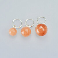 Moonstone Pendant, Orange 8mm / 3 pices / silver