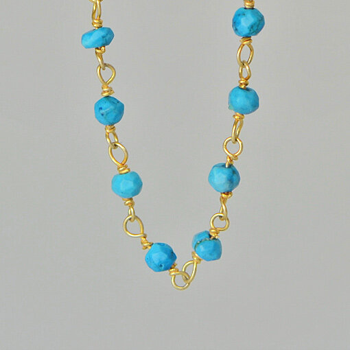 Silver Chain with Howlite Turquoise