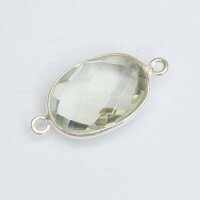 grüner Amethyst 17 x 14mm / 3 Stück / silber
