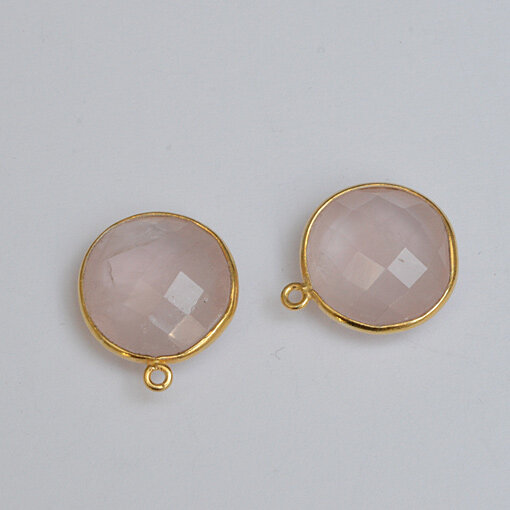 Rose Quartz 9mm / 5 pieces / gold