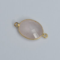 Rose Quartz  19 x 15mm / 1 piece / gold