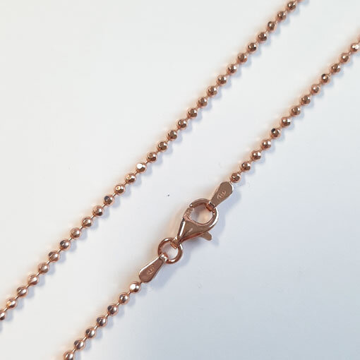 Silver ball Chain, faceted, rose 80cm / 1,8mm / 1 piece / rosé