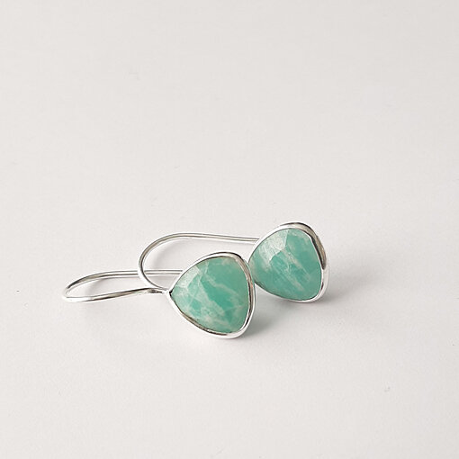 Semi Precious Stone Earrings Amazonite / 1 pair / silver