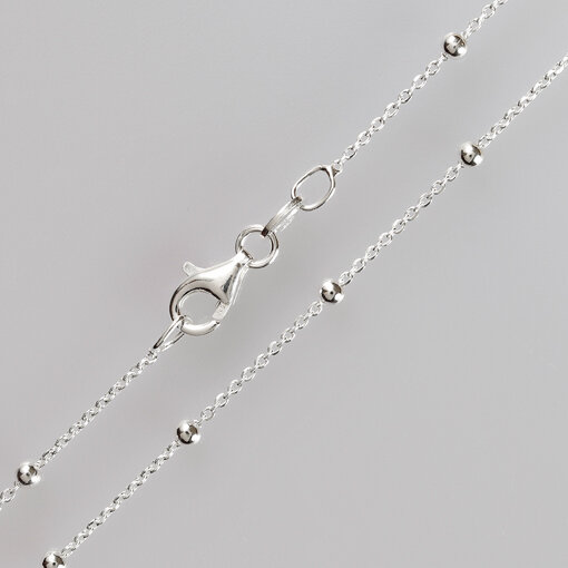 Silver Chain with Beads 50cm / 0,8mm / silver