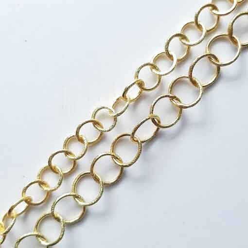 Silver Chain by the meter, gold plated 8mm / 1cm / gold