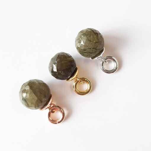 Labradorit 12mm / 1 Stück / gold