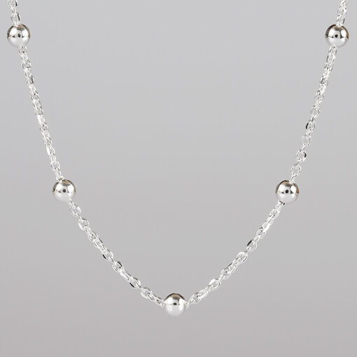 Silver Chain with Beads 70cm / 0,8mm / silver