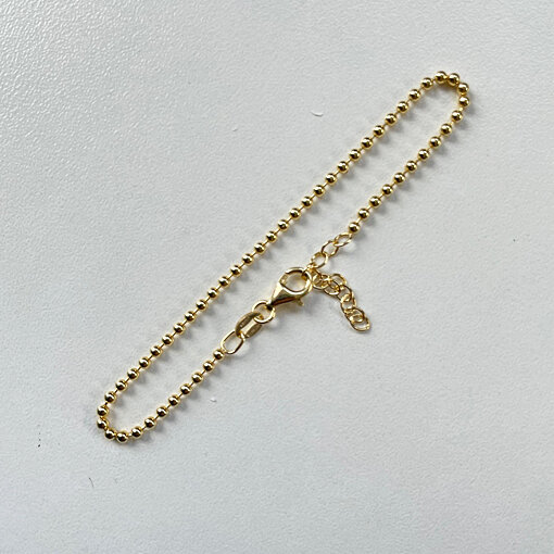 Bracelet, Ball Chain 16+3cm / 2,0mm / 3 pieces / gold