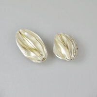 Olive 20 x 14mm / 2 Stück / silber