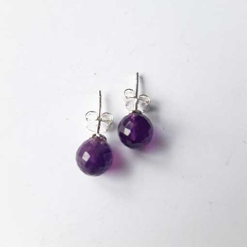 Halbedelstein Ohrstecker lila Amethyst / 1 Paar / silber