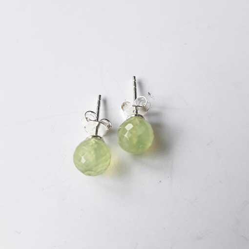 Semi Precious Stone Earrings Phrenite / 1 pair / silver
