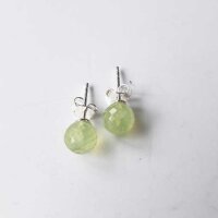 Semi Precious Stone Earrings Phrenite / 1 pair / silver