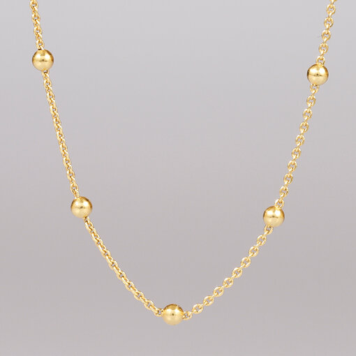 Silver Chain with Beads 50cm / 0,8mm / gold
