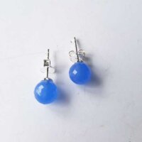 Halbedelstein Ohrstecker blauer Calcedon / 1 Paar / silber