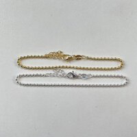 Bracelet, Ball Chain 16+3cm / 2,0mm / 3 pieces/ silver