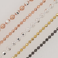 Silver ball Chain, faceted, rose 42cm / 1,0mm / 1 piece / rosé