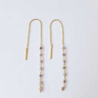Halbedelstein Ohrhänger lila Amethyst / 1 Paar / gold
