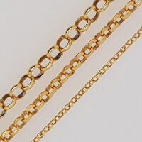 Silver Rolo Chain, faceted, gold 42cm / 1,1mm / 1 piece / gold