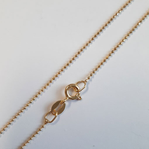 Silver ball Chain, faceted, gold 70cm / 1,0mm / 1 piece / gold