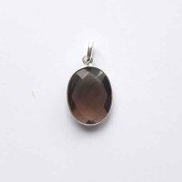 Smoky quartz 18 x 13mm / 3 pieces / silver