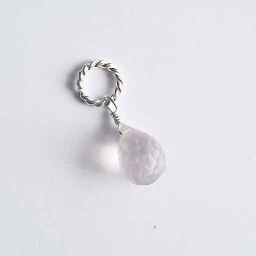 Semi Precious Gemstone Drop  Rose Quartz / 5g / ca. 8 pieces / silver