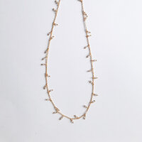 925 Sterling Silver Necklace 42+3cm / Moonstone / gold