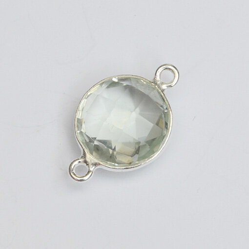 grüner Amethyst 16mm / 3 Stück / silber