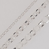 Silver Rolo Chain, faceted  45cm / 1,1mm / 1 piece / silver