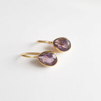 Halbedelstein Ohrhänger, Tropfenform Lila Amethyst /...