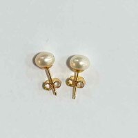 Ohrstecker, Süßwasserperle 6mm / 1 Paar / silber