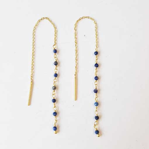 Halbedelstein Ohrhänger Lapis / 1 Paar / gold