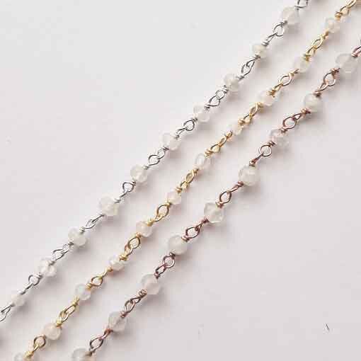 Silberkette mit Mondstein 3mm / 1cm / silber
