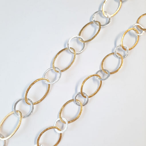 Silver Chain 26 x 17mm / 1cm / bicolor