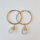 Semi Precious Stone Creoles Moonstone 1 pair  / 30mm / gold