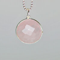 Semi Precious Gemstone Pendant, round Rose quarz / 8mm /...
