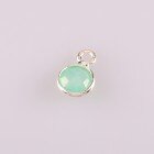 Semi Precious Gemstone Pendant, round Aqua calcedon /...
