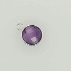 Semi Precious Gemstone Pendant, round purple amethyste /...